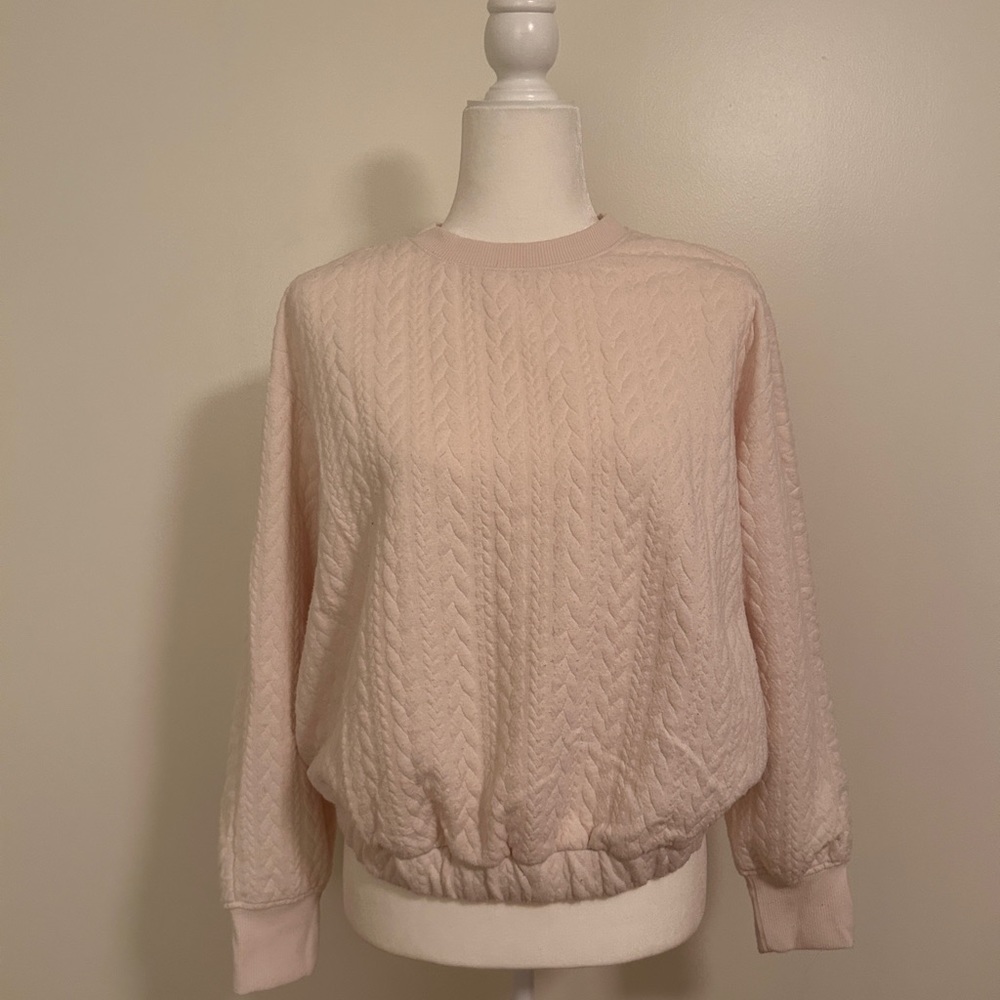 Cable knit style sweatshirt in cream